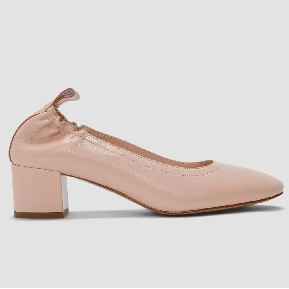 Everlane The Day Heel Blush Pink Leather Block Heel Size 8.5 Sustainable NWOB - Picture 4 of 9
